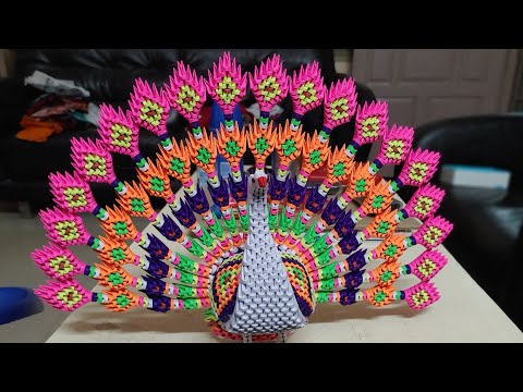 Origami 3d Big Peacock tutorial, How to make 3d origami