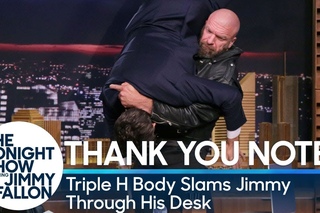 #My1 Thank You Notes: Triple H Body Slams Jimmy Through His Desk