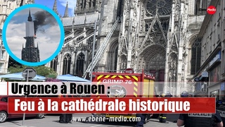 La cathdrale de Rouen, en reconstruction, est en feu