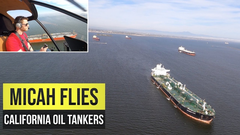 Helicopter View of Oil Tankers, California Coast April 27th
