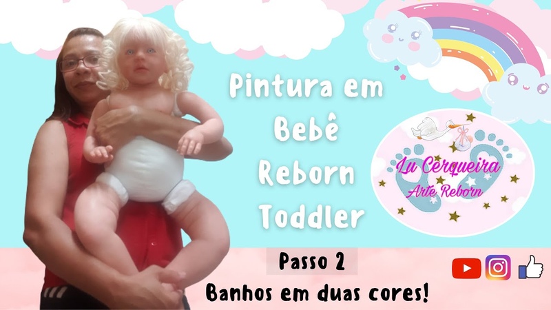 Pintura em Bebê Reborn Toddler Passo 02 Banhos em duas cores, Como fazer bebê