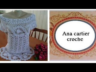 ltima parte da blusa abacaxi diagonal com ponto folhas rendada de @Ana cartier