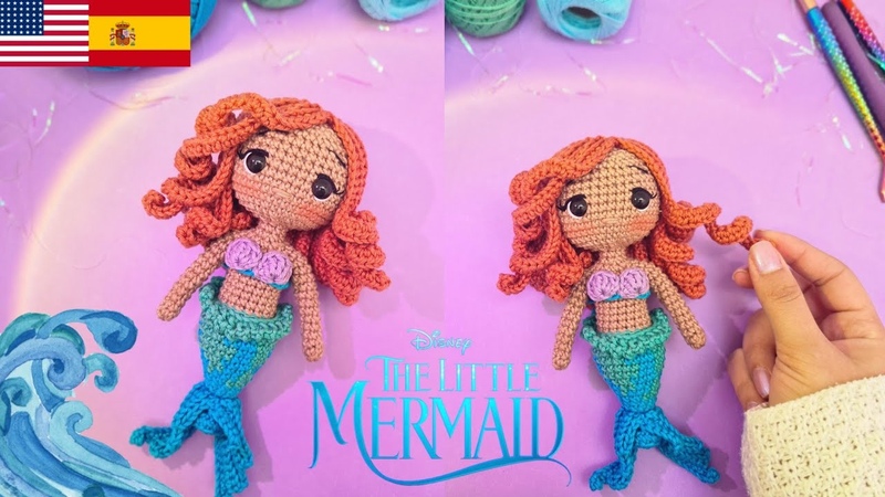 La sirenita amigurumi 2da Parte, Princesa Ariel en crochet tutorial, Sub Esp,