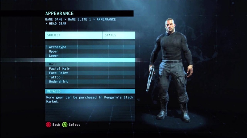 Batman Arkham Origins Bane Gang Character Customization, Weapons, Appearance, Masks, Tattos