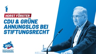 Horst Förster: CDU & Grüne ahnungslos bei Stiftungsrecht!
