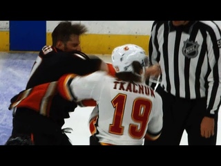 Ryan Kesler sends Matthew Tkachuk’s mouthguard flying with right fist