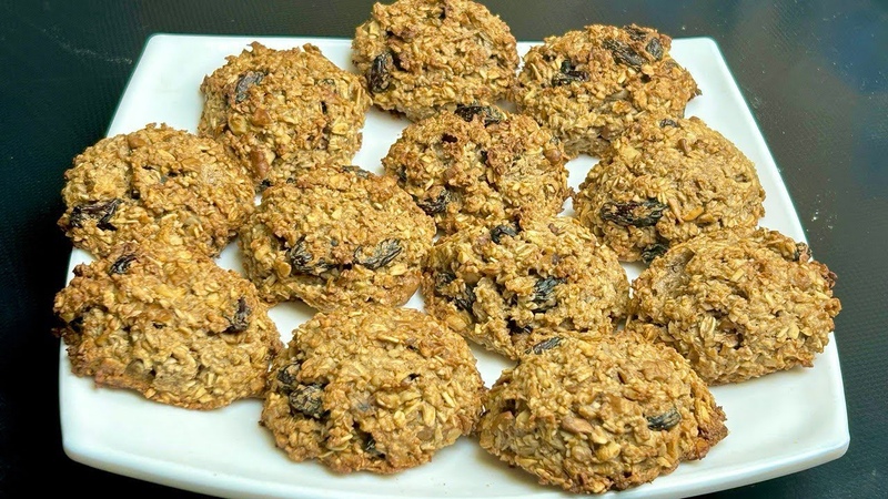 Delicious diet cookies with oatmeal and apples in 5 minutes No sugar, no flour, no