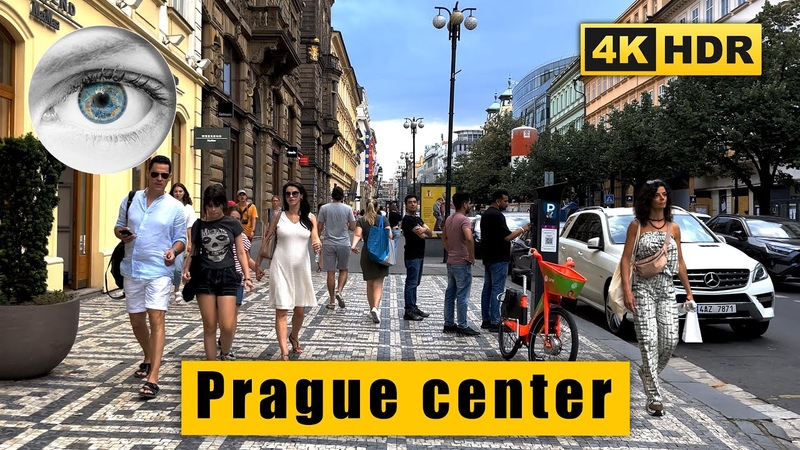 Czech Republic 4 K Prague center walk: Na Příkopě street Charles Bridge HDR