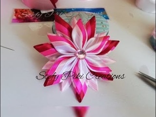 🌼How to make // Kanzashi flower #32 🌼 //  // HandMade // Tutorial fiore in raso 🍀