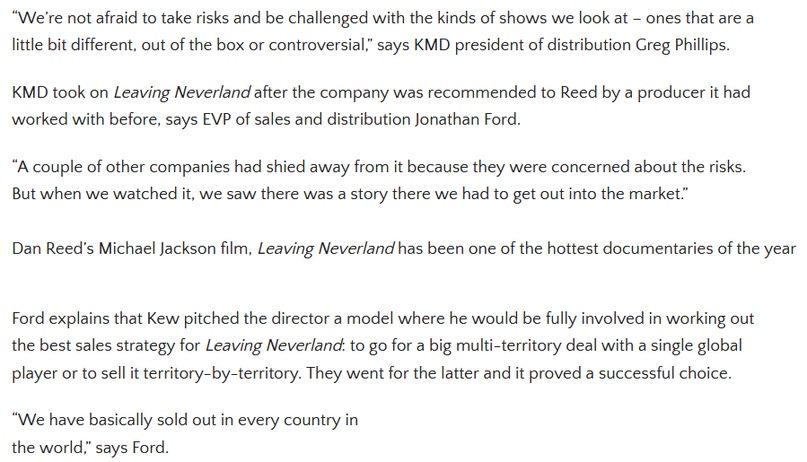 Как связаны Leaving Neverland и Kew Media Distribution (KMD)?, изображение №21