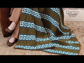 Crochet Mosaic Greek Key Blanket