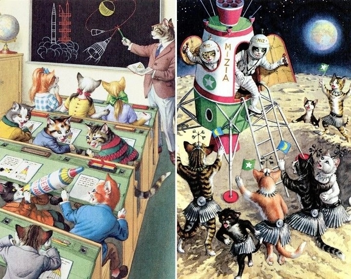 Insidious gray cat with the planet Earth in the clutches Desktop wallpapers 640x