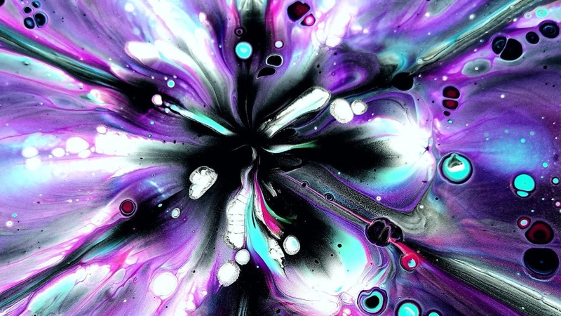 (430) Open cup WITHOUT silicone oil AMAZING cells Acrylic pour painting Spin