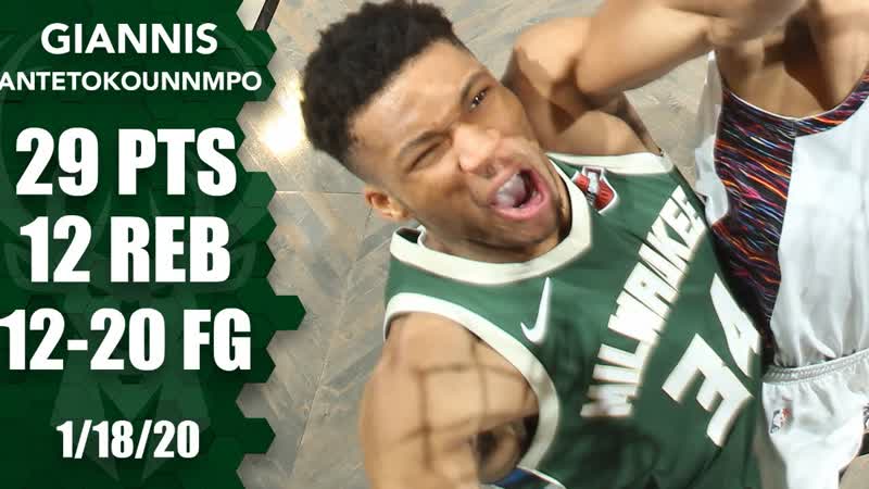 Giannis Antetokounmpo drops 29 and 12 on the Nets, 2019 20 NBA