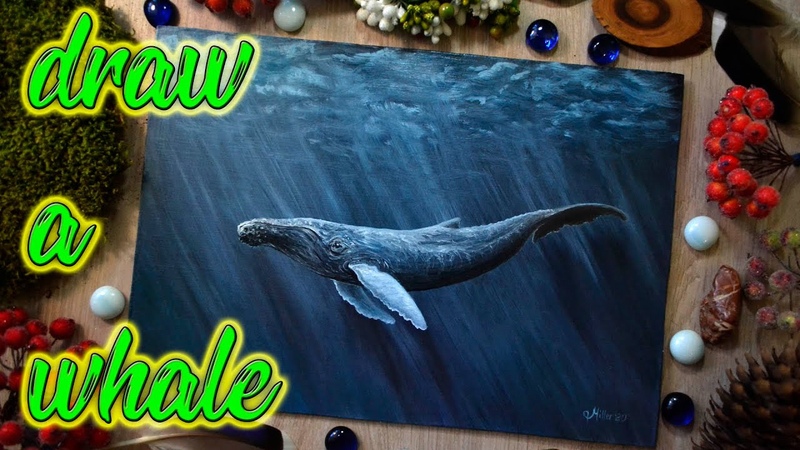 Fantasy art Humpback whale. Oil painting time