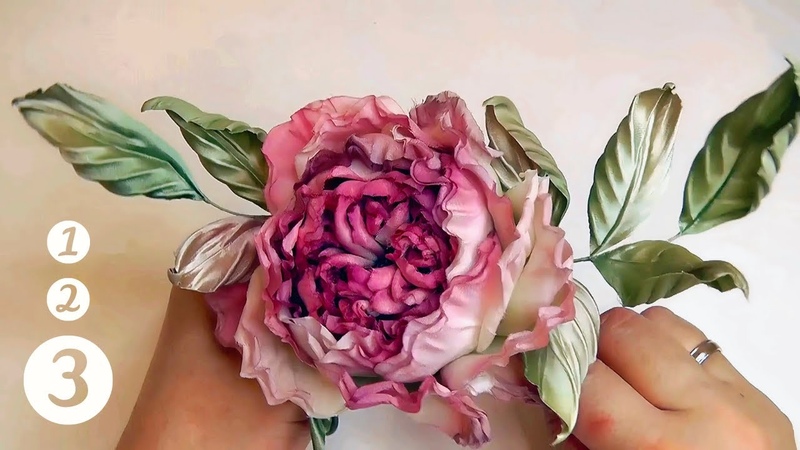How to make a silk Rose Colette. Part 3: Assembling the Rose: Middle, Greenery, Finished