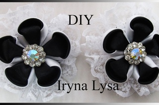 Канзаші до школи/Заколка канзаши в школу с цветком/Ribbon flower tutorial/DIY Kanzashi