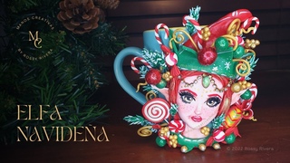 Taza de Elfa Navidea en Porcelana Fra | Muequita Duende Navidad | Escuela Manos Creativas