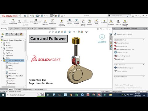 Design and motion study of cam and follower mechanism Cam and follower mechanism solidworks