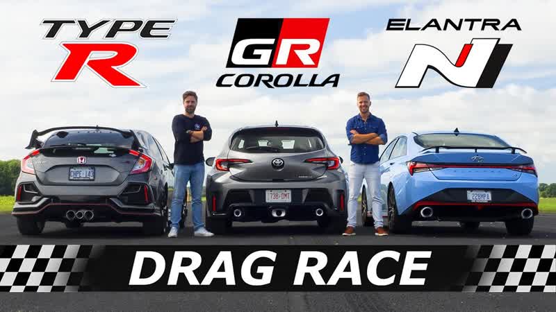 2023 Toyota GR Corolla vs Honda Civic Type R vs Hyundai Elantra N, , DRAG RACE + LAP