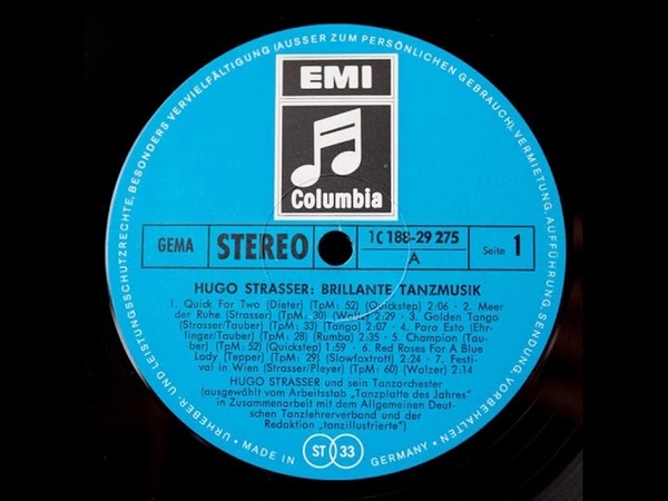 HUGO STRASSER ORCHESTRA BRILLIANTE TANZMELODIEN DOPPELALBUM, DOUBLE