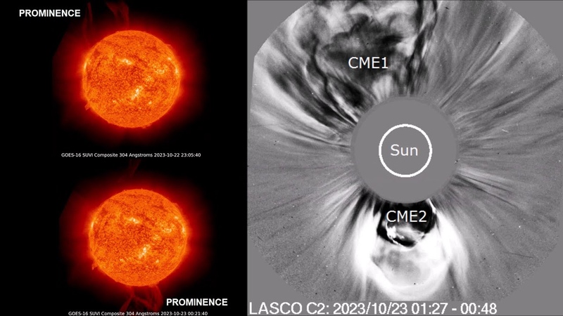 Two Coronal Mass Ejections Followed By a Pair Of Large Prominence